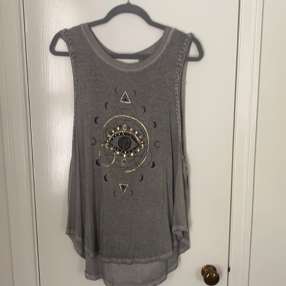 Grey graphic tank top